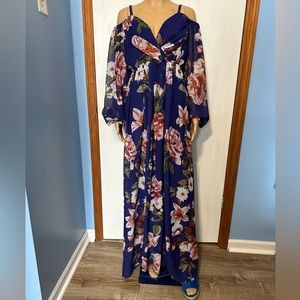 Women’s Blue Cold-Shoulder Maxi / Formal / Party / Prom Dress, Size M, NWT